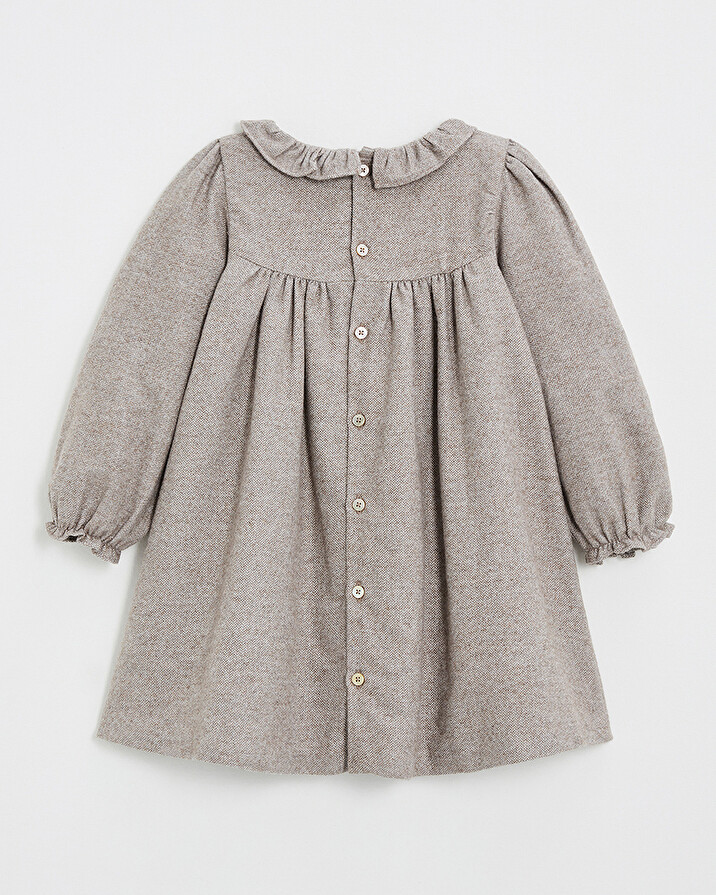 Long sleeve flannel dress Beige color  Natalys