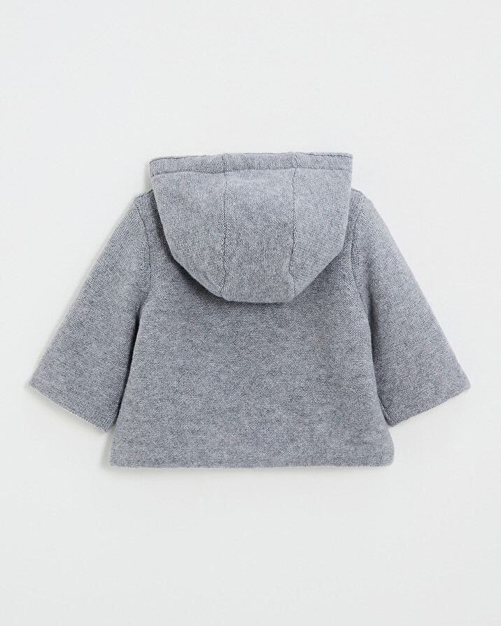 Merino wool hooded jacket Grey color  Natalys