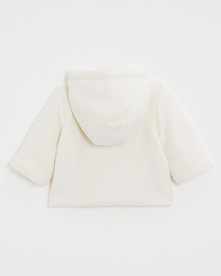 Merino wool hooded jacket Ecru color  Natalys