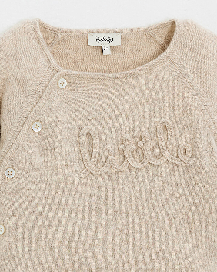 Embroidered Merino wool set Color Beige  Natalys