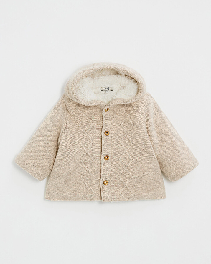 Merino wool hooded jacket Color Beige  Natalys