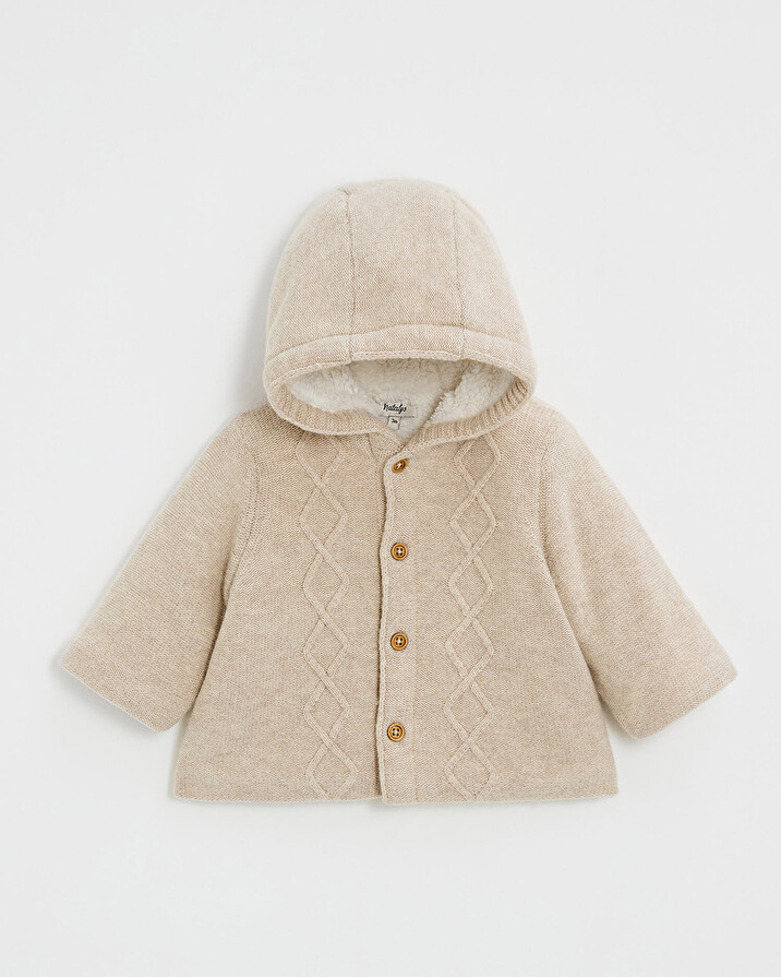 Merino wool hooded jacket Color Beige  Natalys