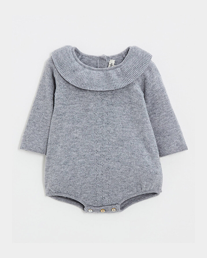 Merino wool romper Grey color  Natalys