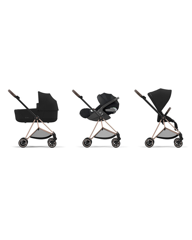 MIOS progressive pushchair pack with rosegold chassis Deep black colour Cybex
