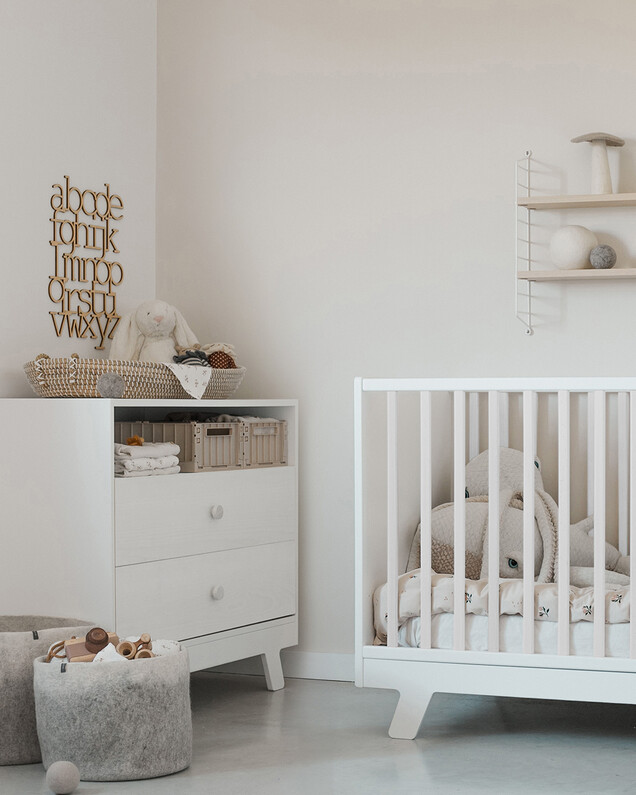 Lubin convertible bed pack 70x140 cm + chest of drawers White colour  Natalys