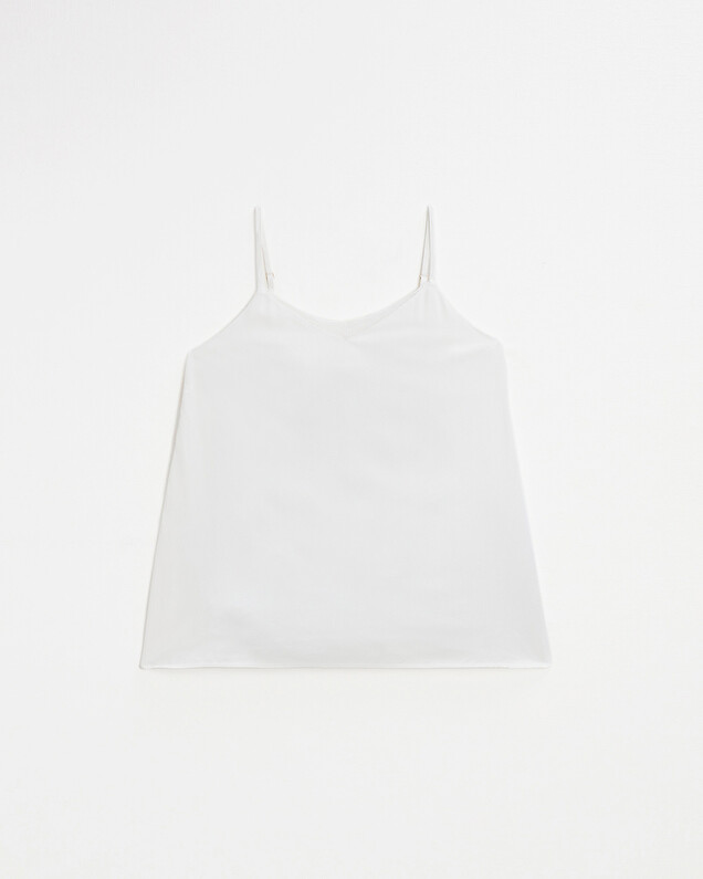 Lace-finish strappy camisole Ivory color  Natalys