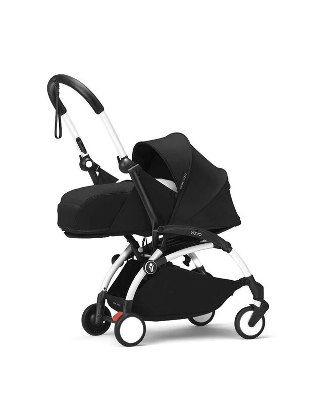 YOYO³ newborn pack 0+ pushchair with white frame Black colour  Stokke