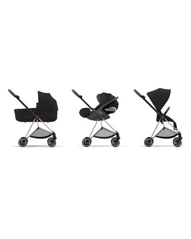 MIOS progressive pushchair pack with rosegold chassis Deep black color  Cybex