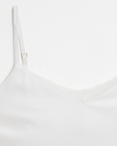 Lace-finish strappy camisole Ivory color  Natalys