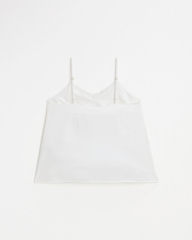 Lace-finish strappy camisole Ivory color  Natalys