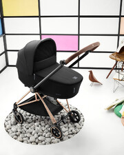 MIOS pushchair carrycot pack with rosegold frame Deep black color  Cybex