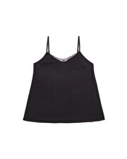 Lace-finish strappy camisole Black color Natalys