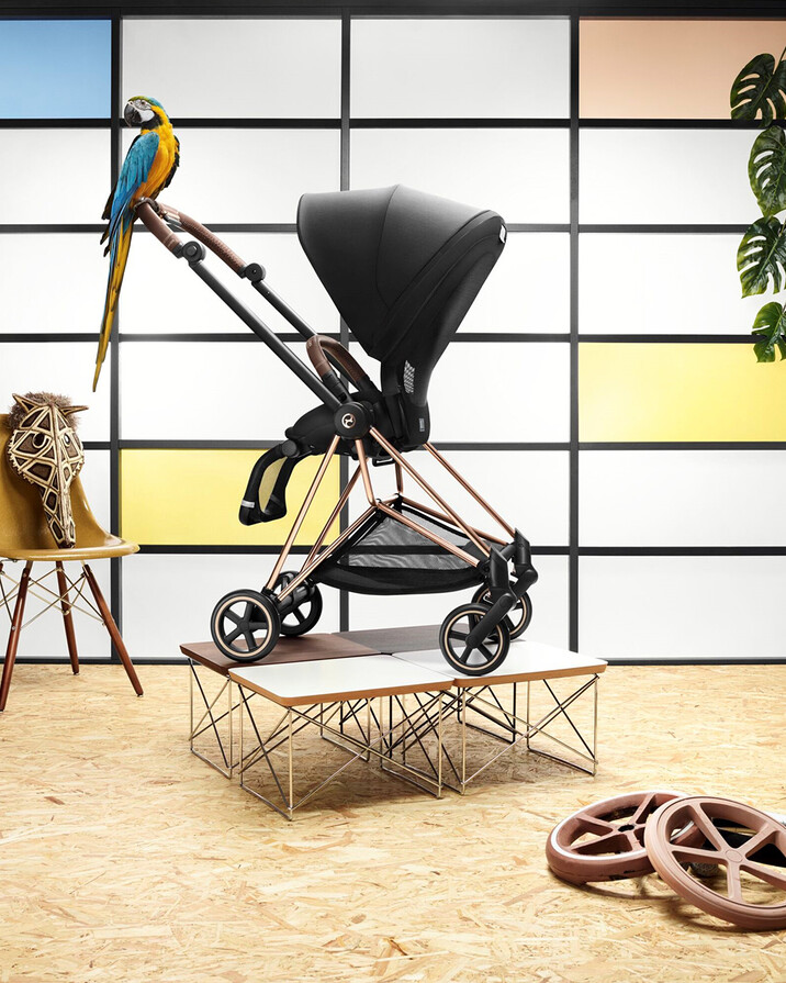 MIOS pushchair pack with rosegold frame Deep black color  Cybex