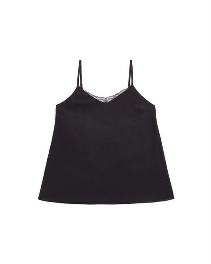 Lace-finish strappy camisole Black color Natalys