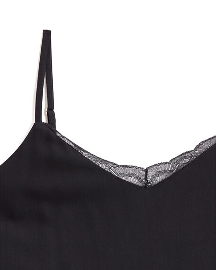 Lace-finish strappy camisole Black color Natalys
