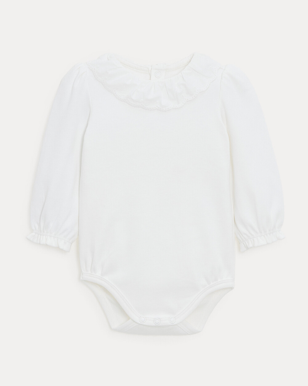 Rose long-sleeved bodysuit with embroidered collar Off-white colour  Natalys