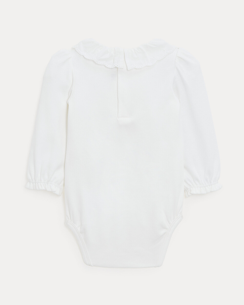 Rose long-sleeved bodysuit with embroidered collar Off-white colour  Natalys