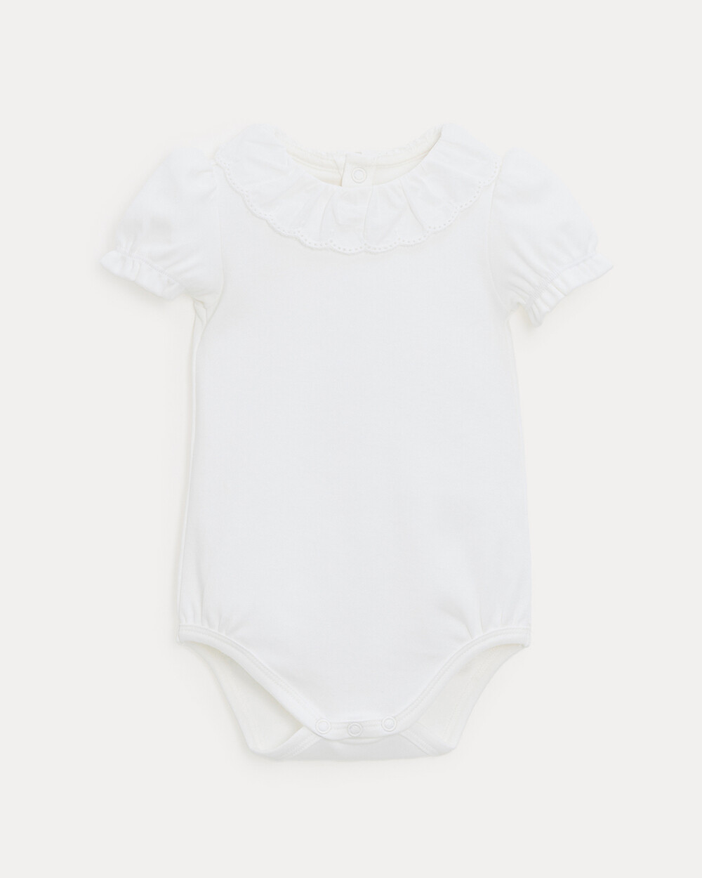 Lucie short-sleeved bodysuit with embroidered collar Off-white colour  Natalys