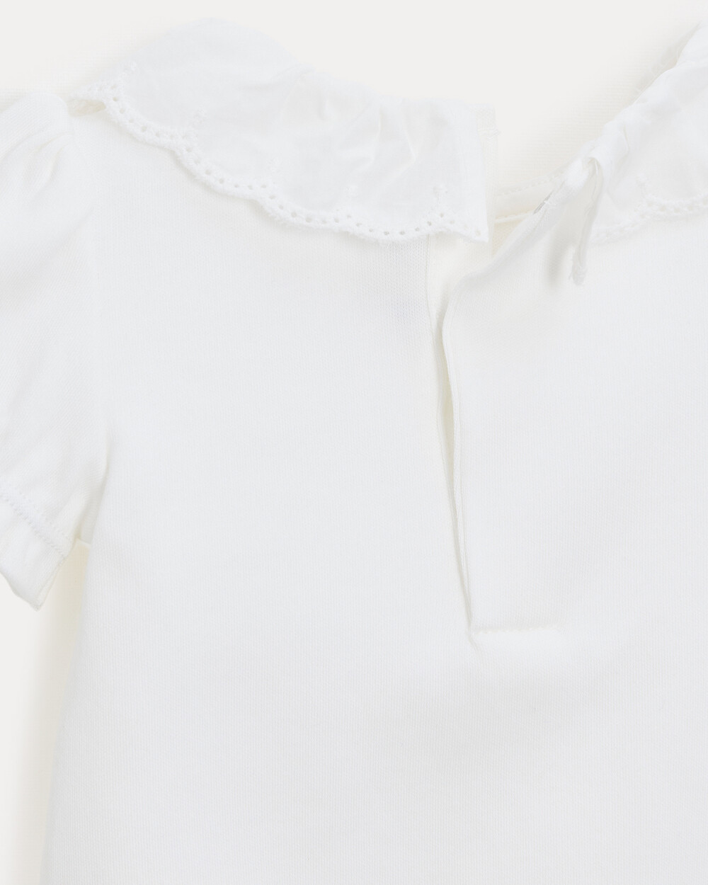 Lucie short-sleeved bodysuit with embroidered collar Off-white colour  Natalys