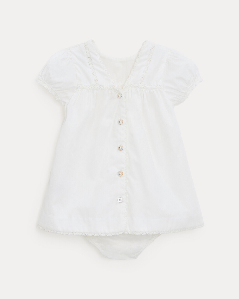 Grace lace-finish poplin dress Off-white colour  Natalys