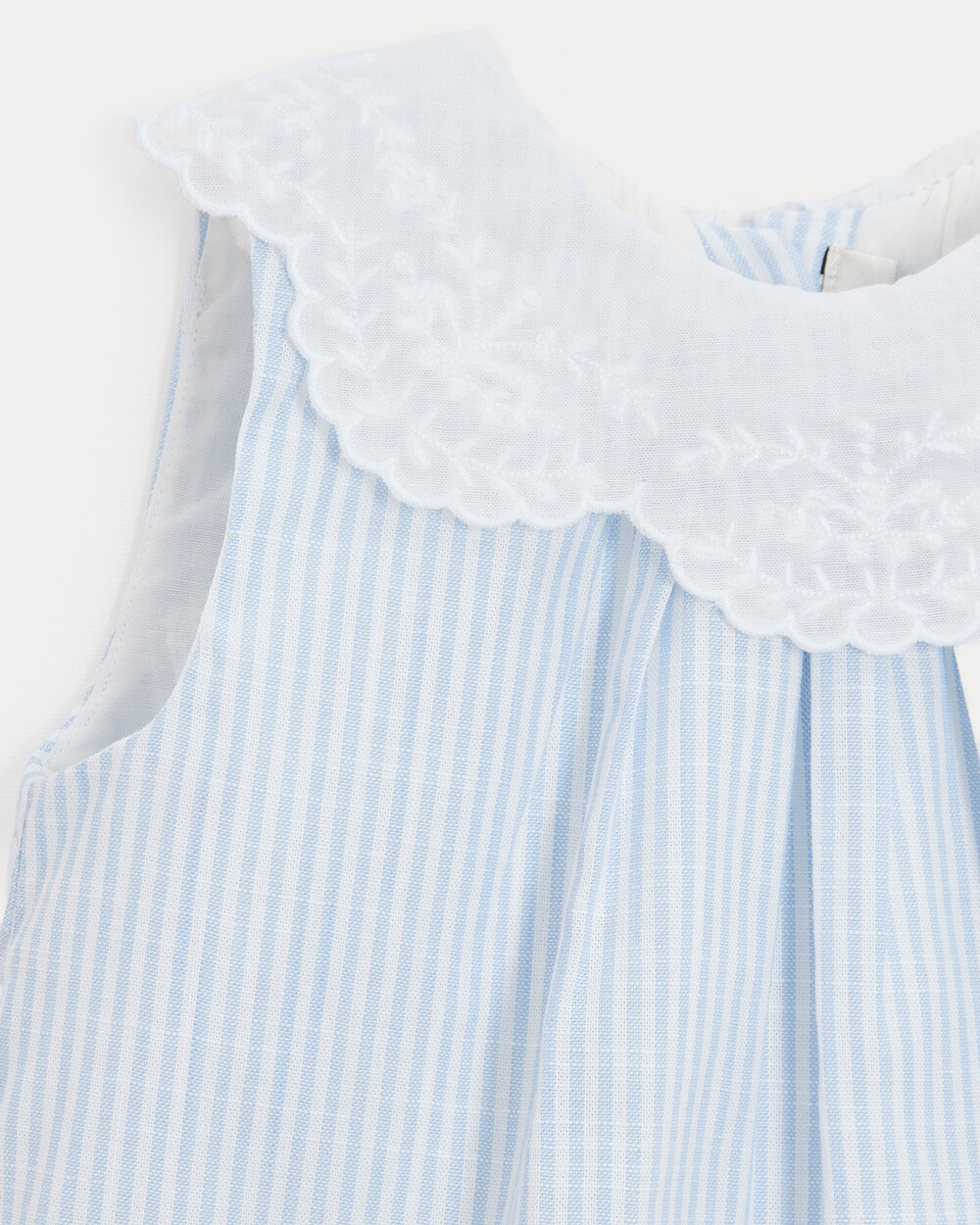 Capucine dress with embroidered collar Blue sky stripes print  Natalys