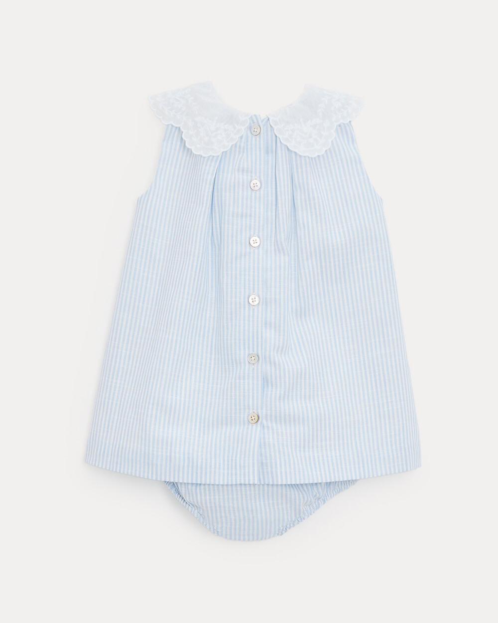 Capucine dress with embroidered collar Blue sky stripes print  Natalys