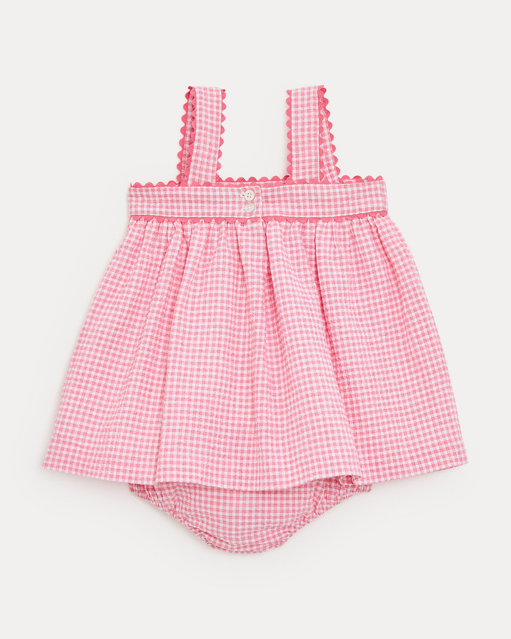 Romane seersucker dress with straps Pomegranate gingham print Natalys