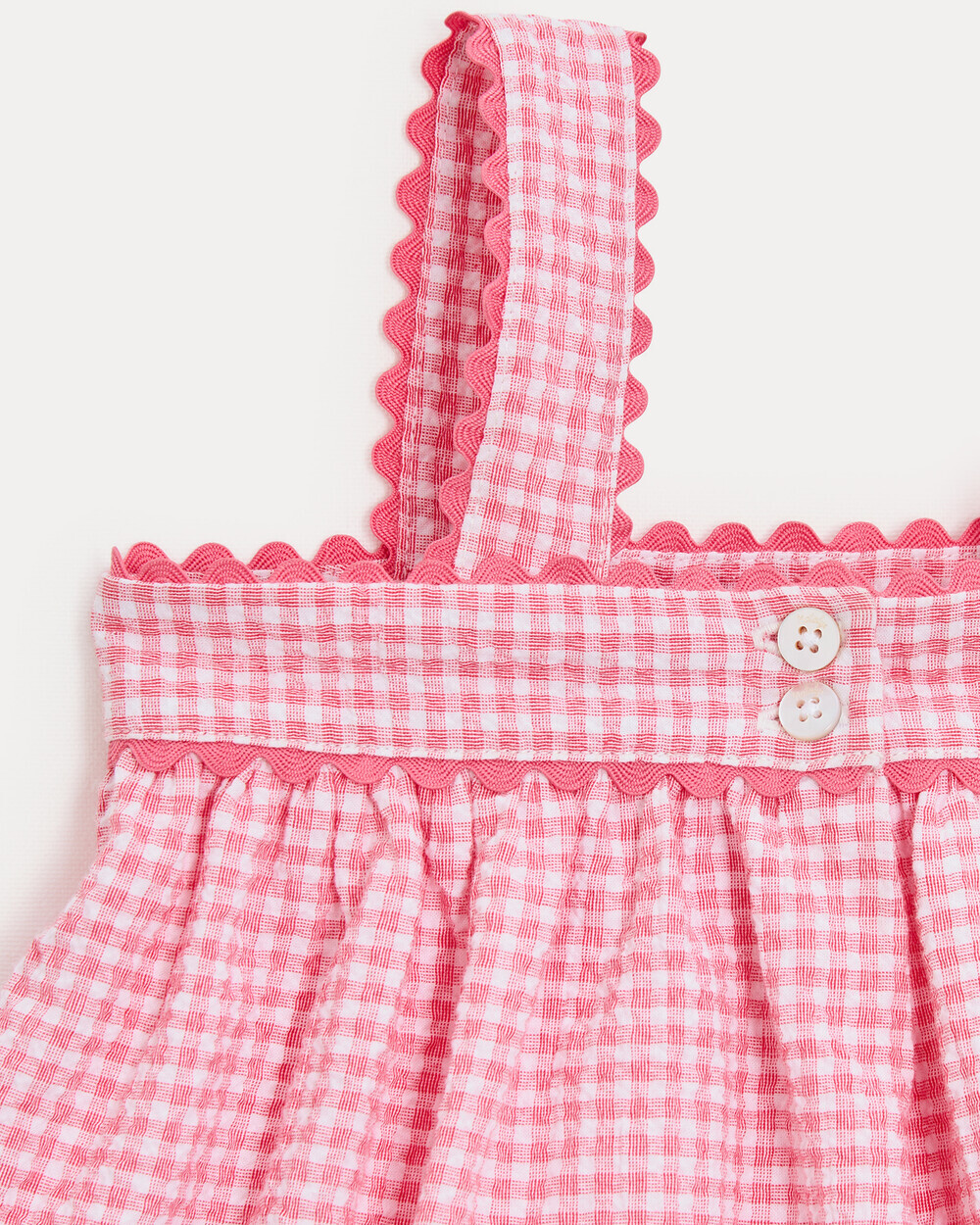 Romane seersucker dress with straps Pomegranate gingham print Natalys