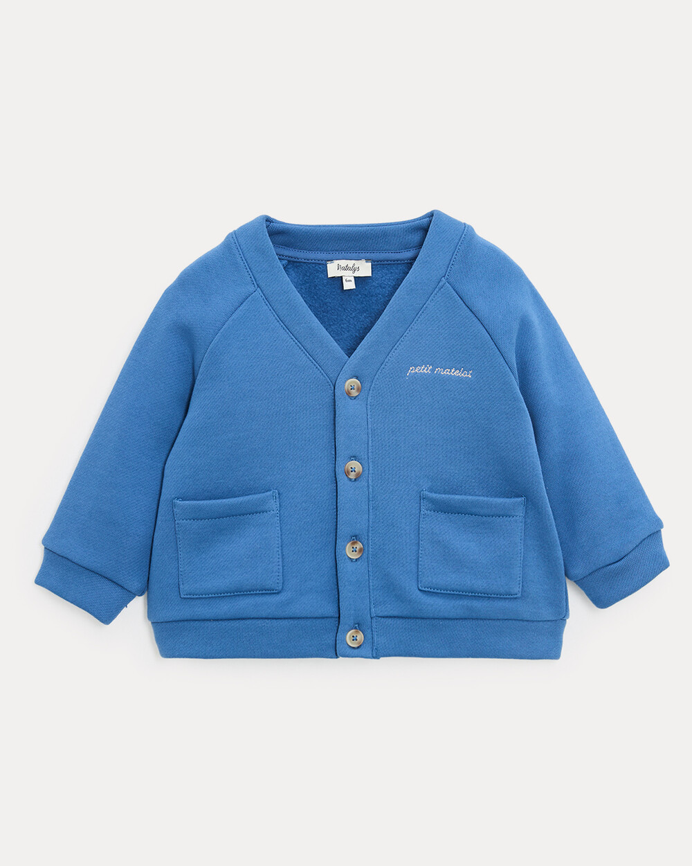 Georges fleece cardigan Natural blue colour  Natalys