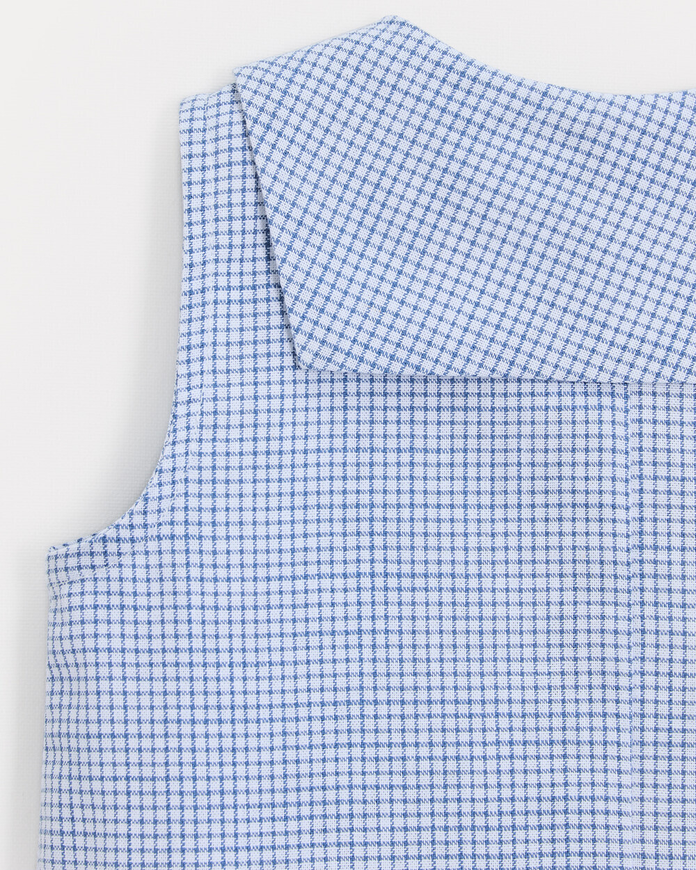 Ernest short jumpsuit with sailor collar Blue check print  Natalys