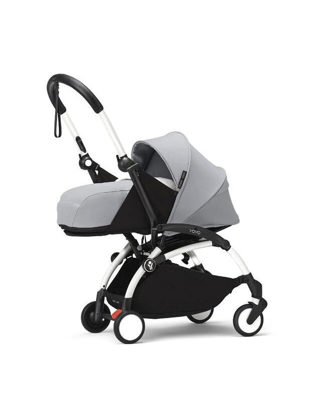 YOYO³ newborn pack 0+ pushchair with white frame Stone colour  Stokke