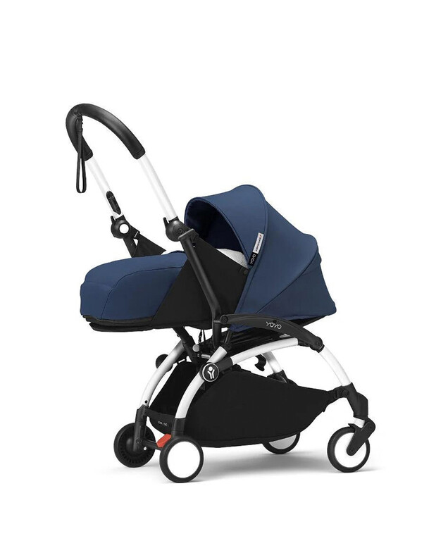YOYO³ newborn pack 0+ pushchair with white frame Air France blue colour  Stokke