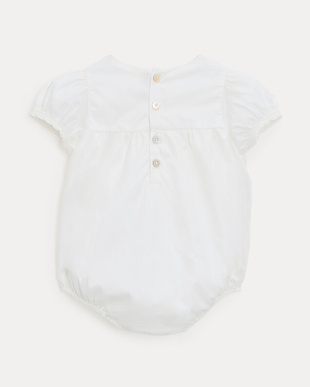 Marguerite lace-finish poplin romper Off-white colour  Natalys