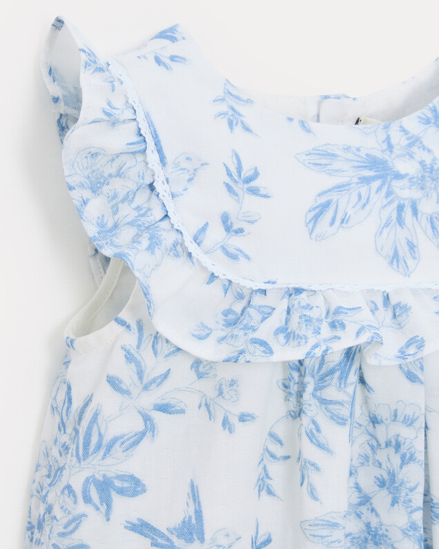 Célestine cotton gauze romper Porcelain print  Natalys