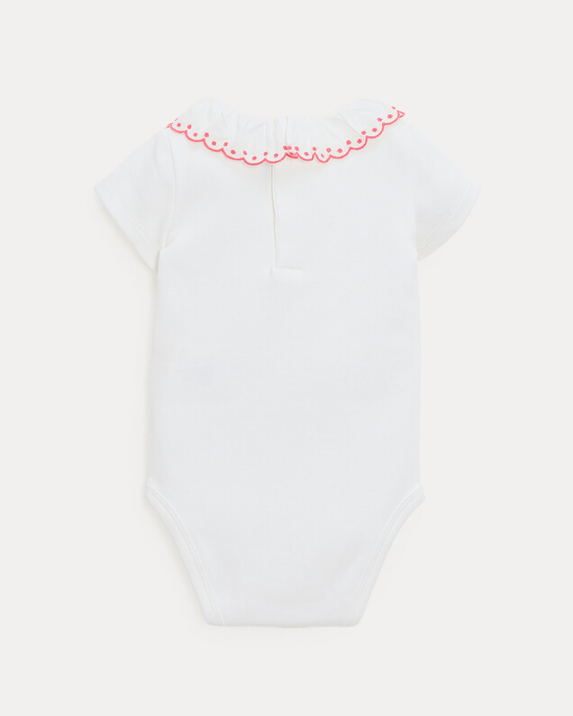 Jeanne short-sleeved bodysuit with embroidered collar Off-white colour/grenadine  Natalys