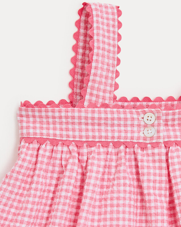 Romane seersucker dress with straps Pomegranate gingham print  Natalys