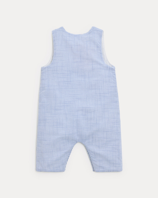 Marceau cotton canvas long jumpsuit Blue check print  Natalys