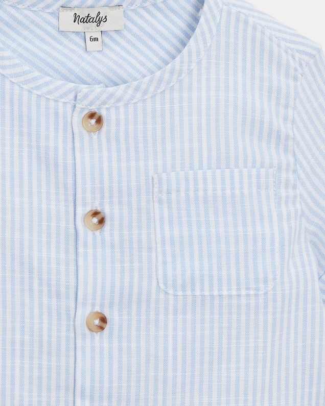 Theodore short-sleeved shirt Blue sky stripes print  Natalys