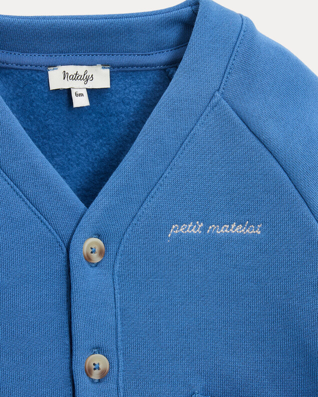 Georges fleece cardigan Natural blue colour  Natalys