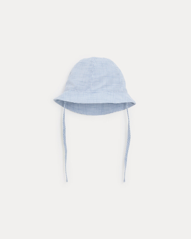 Mahault cotton canvas hat Blue check print  Natalys