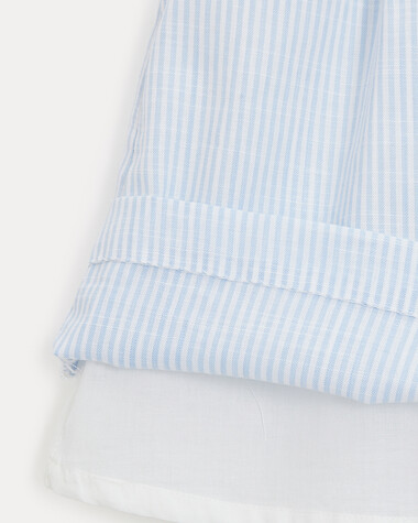 Capucine dress with embroidered collar Blue sky stripes print  Natalys