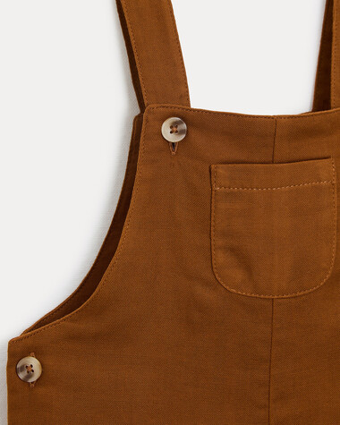 Edgar cotton gauze short dungarees Hazelnut colour  Natalys