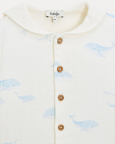 Augustin long-sleeved shirt Whale print  Natalys