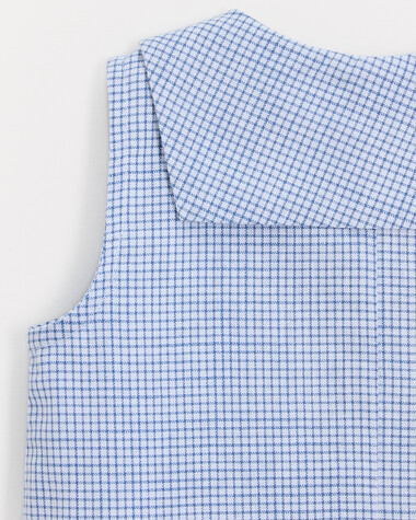Ernest short jumpsuit with sailor collar Blue check print  Natalys