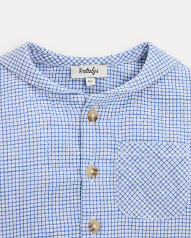 Augustin long-sleeved shirt Blue check print  Natalys