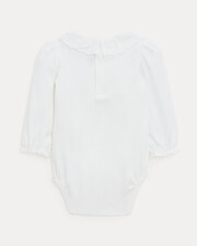 Rose long-sleeved bodysuit with embroidered collar Off-white colour  Natalys