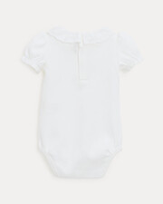 Lucie short-sleeved bodysuit with embroidered collar Off-white colour  Natalys
