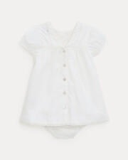 Grace lace-finish poplin dress Off-white colour  Natalys