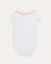 Jeanne short-sleeved bodysuit with embroidered collar Off-white colour/grenadine  Natalys
