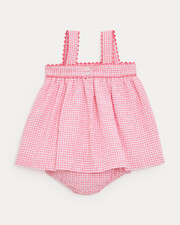 Romane seersucker dress with straps Pomegranate gingham print Natalys